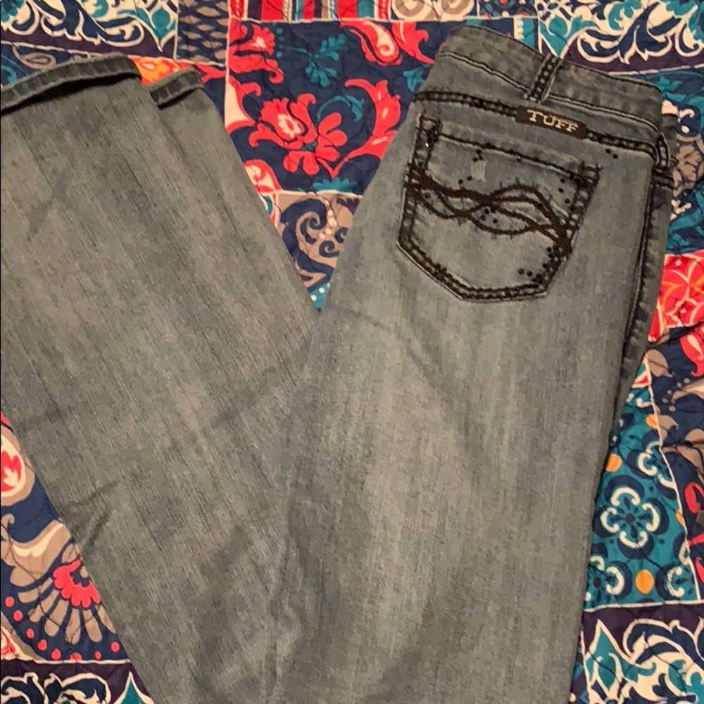 Cowgirl Tuff Co 29x37 blk stitched& studded jeans